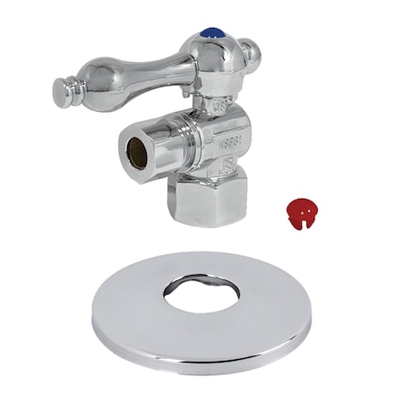Kingston Brass CC43101K Qrtr Turn Valve W/Flange (1/2" FIPx3/8" OD Compression), Chrm CC43101K